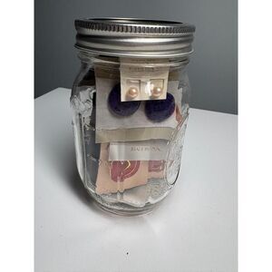 Dead-stock Earring Jar, 90s Inspired Chunky Gold Tone Fun Bright